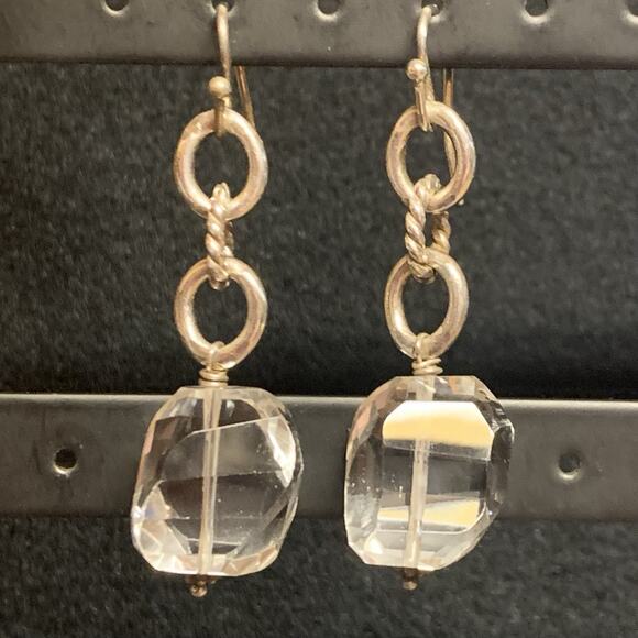 Sterling Silver and Crystal Statment Dangle Earrings - Picture 1 of 6